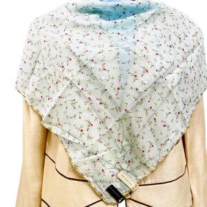 New Tag on  Burberry Miniscarf  23" Cotton Silk Light Blue Red Floral Nova (52)